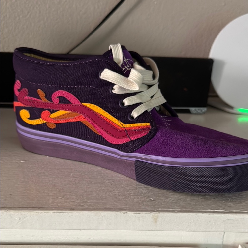 Purple and Pink Vans Sneakers with Classic Waffle Sole